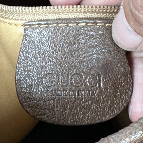 Auth Gucci GG Supreme PVC x Leather Beige Drawstring Shoulder Bag - Picture 7 of 10